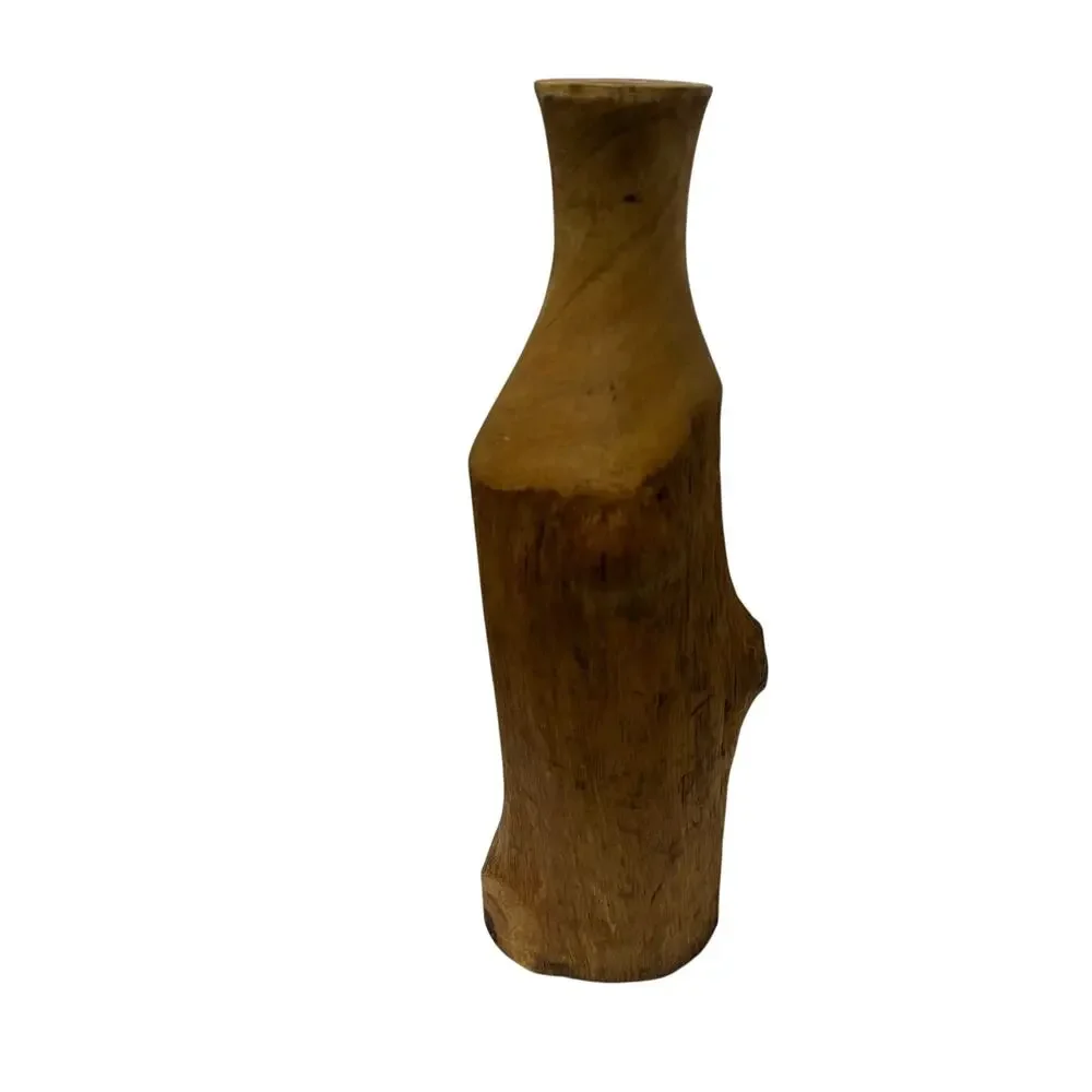 Hand Carved Wood Vessel Approx 15” Organic Modern Rustic Sculpture Decor